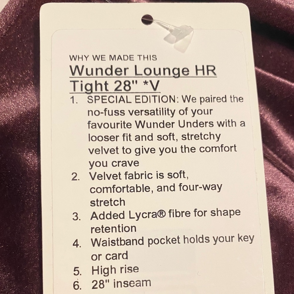 NWT Lululemon Wunder Lounge HR Tight 28” *V - Picture 5 of 7